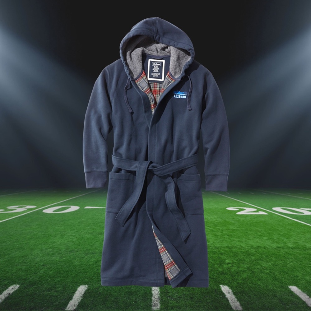 L.L. Bean Men's Navy Hooded Robe